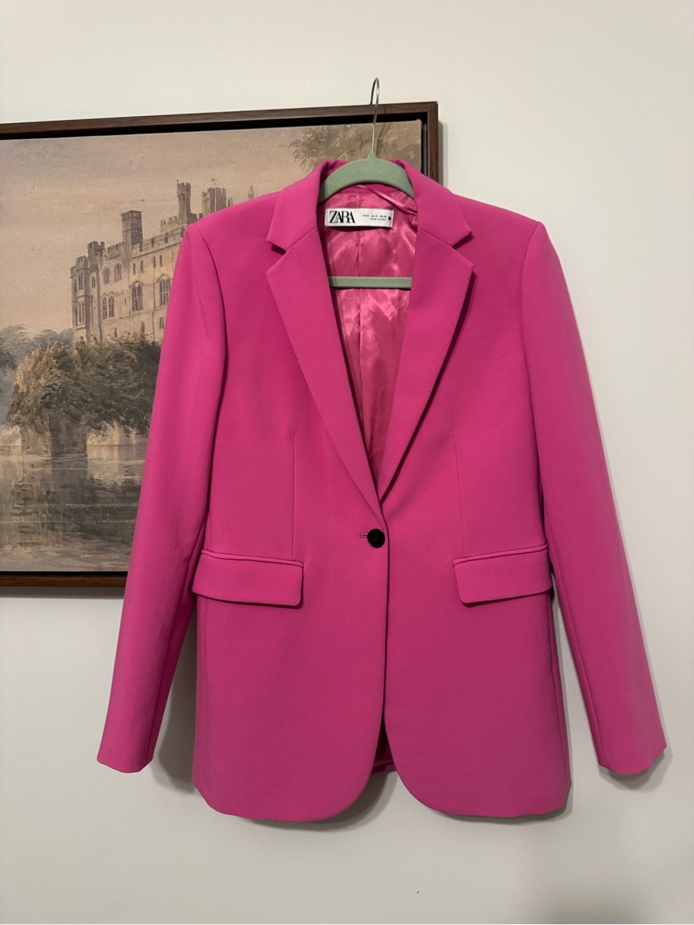 ZARA Bright Pink Single-Button Blazer